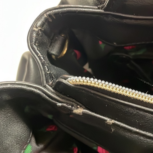 Betsey Johnson Faux Leather Black Handbag/Purse Quilted Botton Edge - Picture 14 of 14